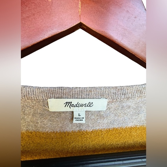 Madewell Cardigan Womens L Large Kent Stripe Bengali Indigo Alpaca Wool Sweater - Picture 6 of 7